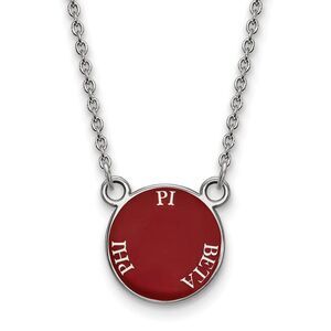 Sterling Silver Pi Beta Phi Small Enamel Disc Necklace